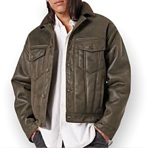 NWT Abercrombie Relaxed Vegan Suede Jacket in Brown, Size Small